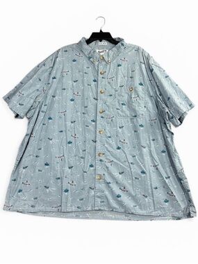 Duluth Untucked Men XL Tall Relaxed Fit Button Down Shirt Fishing Boat Nautical